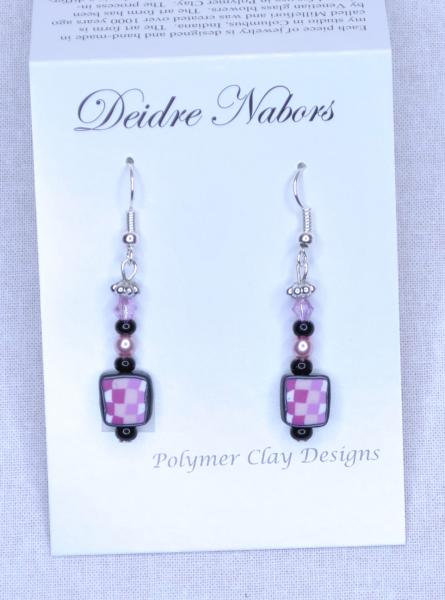 Pink/Black Checkerboard Earring