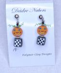 Pumpkin/checkerboard Earrings