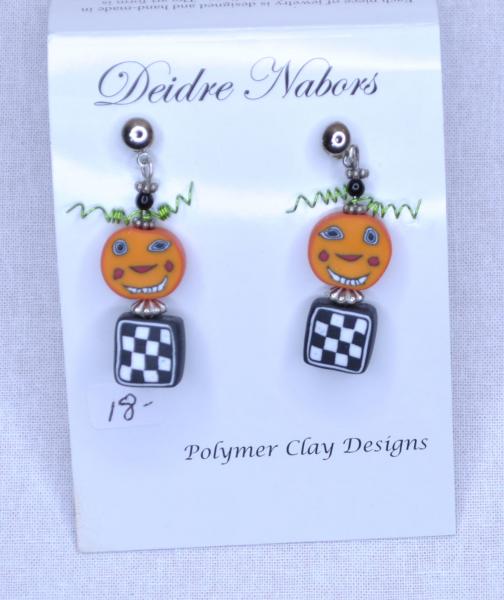 Pumpkin/checkerboard Earrings picture