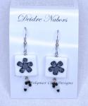 Black/White Flower Tile Earrings