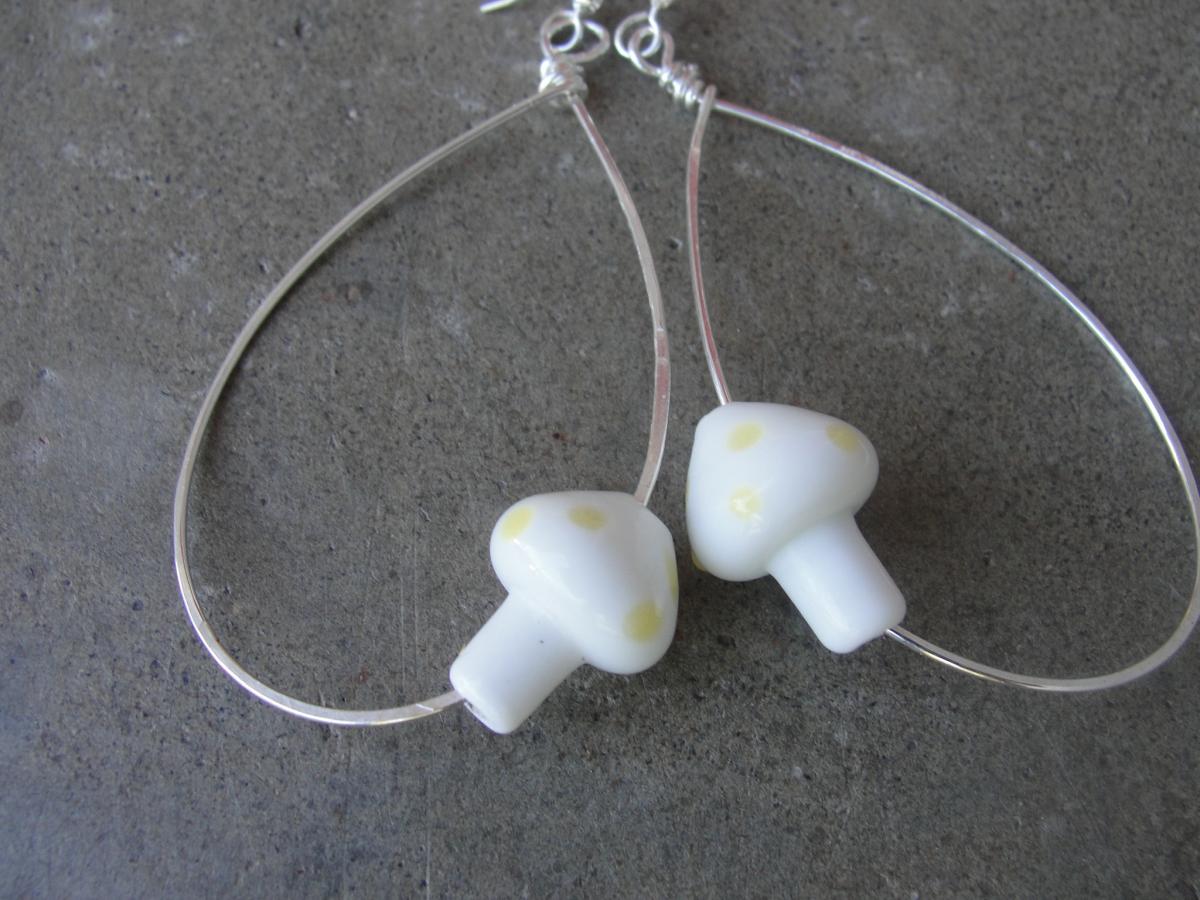Sterling Silver Mushroom Hoop Earrings picture