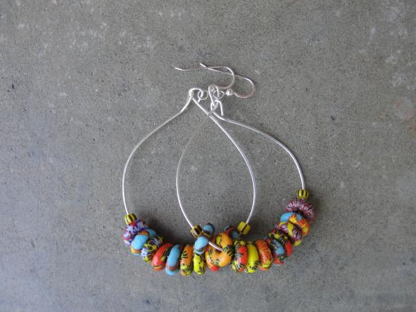 Sterling Silver African Beaded Hoop Earrings picture