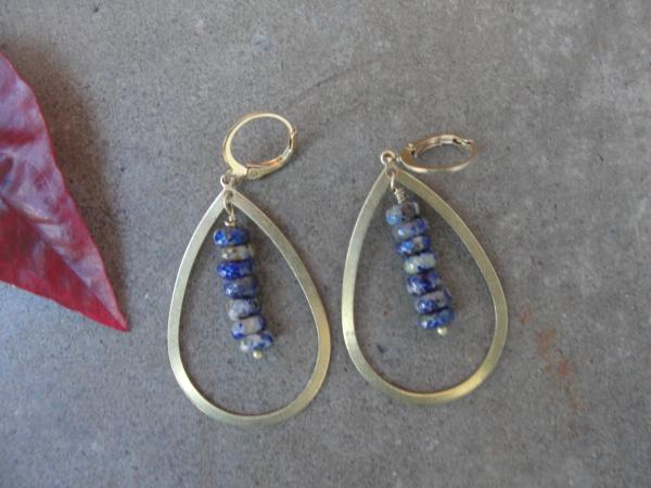 Lapis Lazuli Brass Oval Hoop Earrings picture