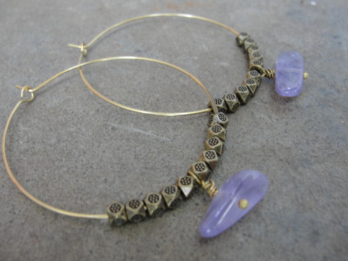 Purple Amethyst Hoop Earrings picture