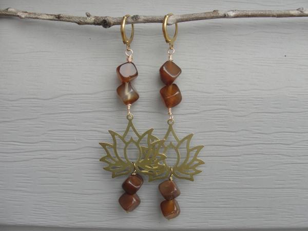 Brass Lotus Earrings. picture