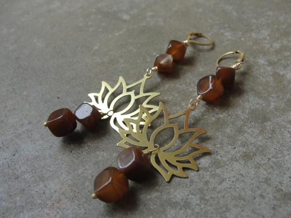 Brass Lotus Earrings. picture