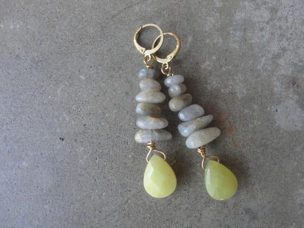 Labradorite and Jade Dangle Earrings