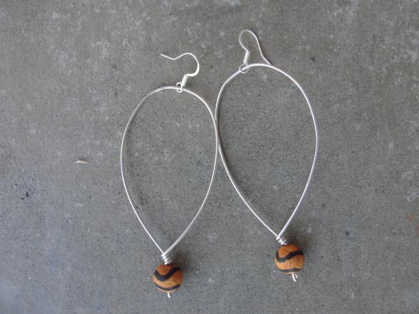 Sterling Silver Tiger Agate Hoop Earrings picture