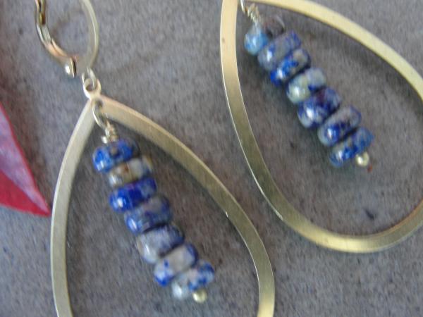 Lapis Lazuli Brass Oval Hoop Earrings picture