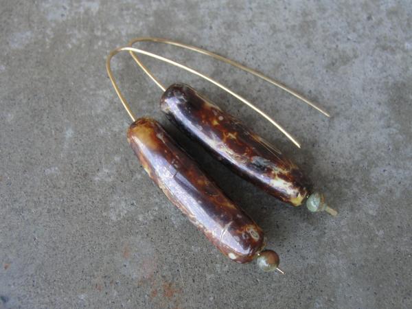 Brass Czech Glass Beaded Threader Earrings
