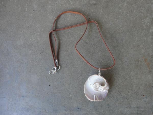 Seashell Wire Wrapped Leather Necklace picture