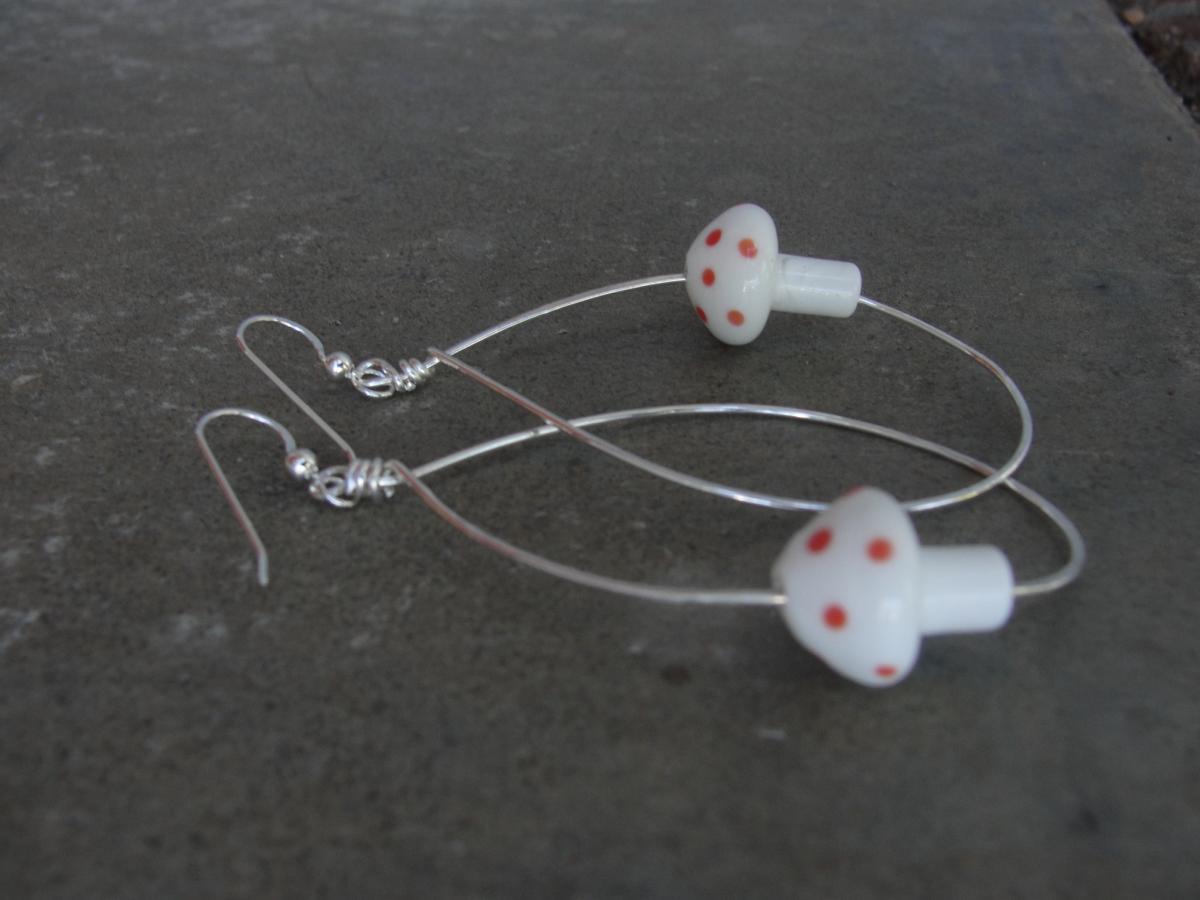 Sterling Silver Mushroom Hoop Earrings picture
