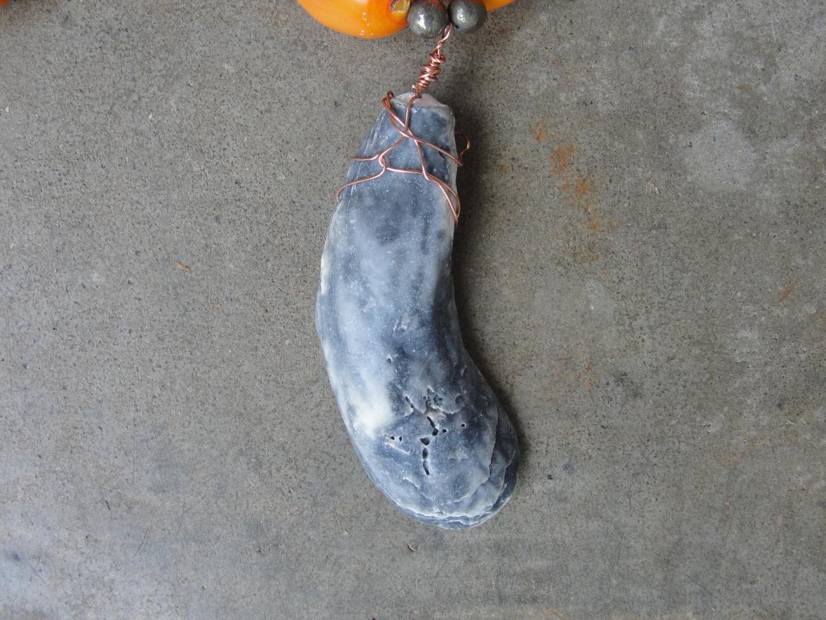 Chunky Orange Coral Shell Pendant Necklace picture