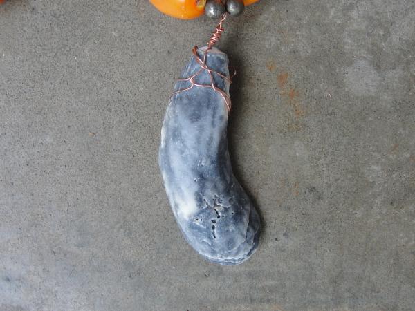 Chunky Orange Coral Shell Pendant Necklace picture