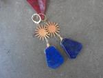 Brass Sunburst and Lapis Lazuli Earrings