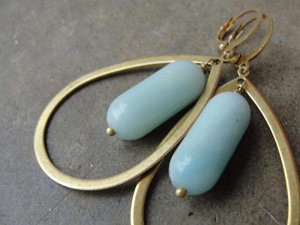 Needle Agate Brass Hoop Earrings