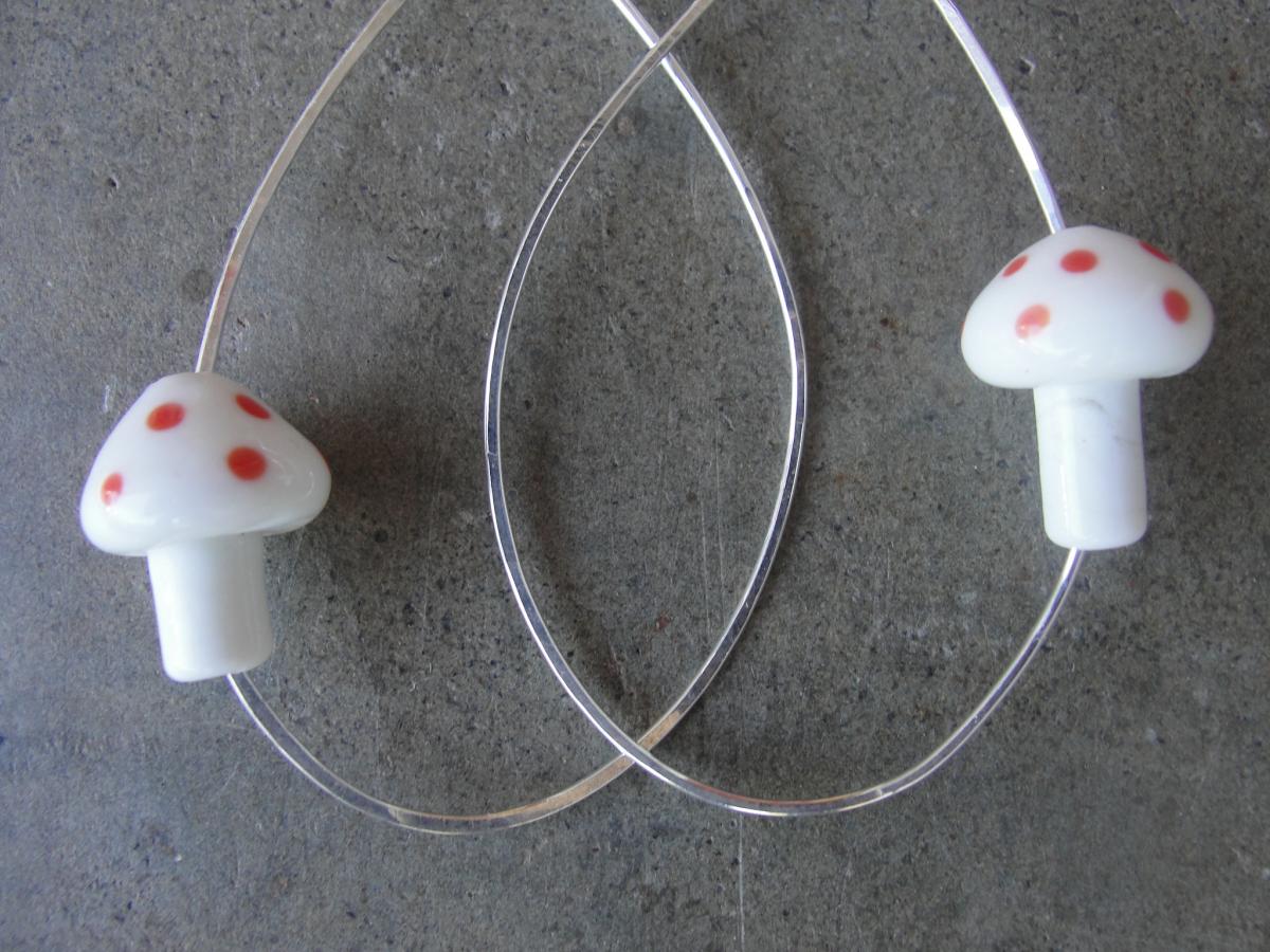 Sterling Silver Mushroom Hoop Earrings picture