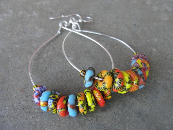 Sterling Silver African Beaded Hoop Earrings picture