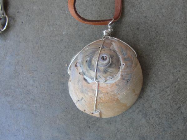 Seashell Wire Wrapped Leather Necklace picture