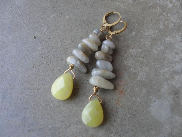 Labradorite and Jade Dangle Earrings picture