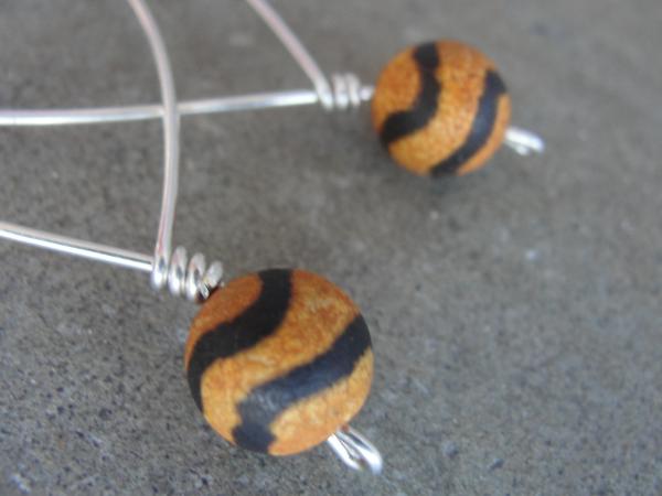 Sterling Silver Tiger Agate Hoop Earrings picture