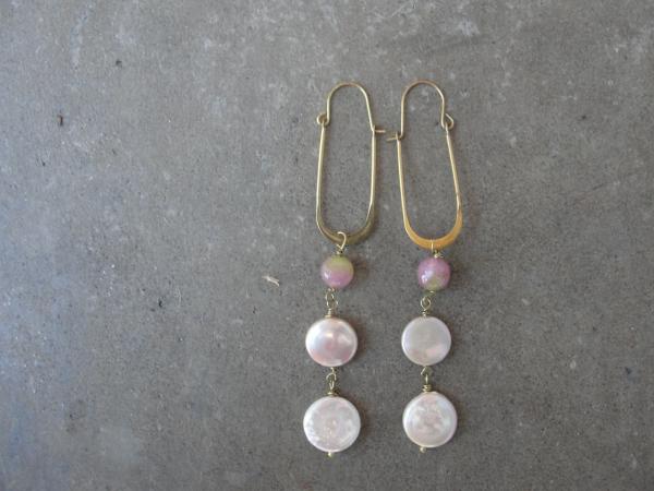 Coin Pearls and Agate Brass Earrings picture