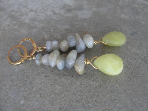 Labradorite and Jade Dangle Earrings picture