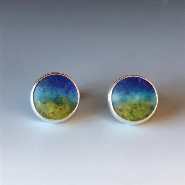 Bezel Set Art Glass Earrings