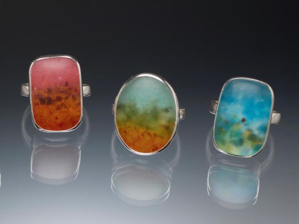 Art Glass and Sterling Silver Rings