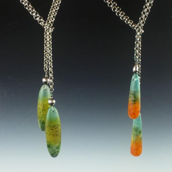 Art Glass and Sterling Silver Lariat