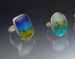 Art Glass and Sterling Silver Rings