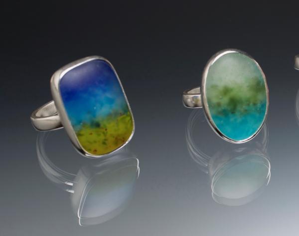 Art Glass and Sterling Silver Rings picture