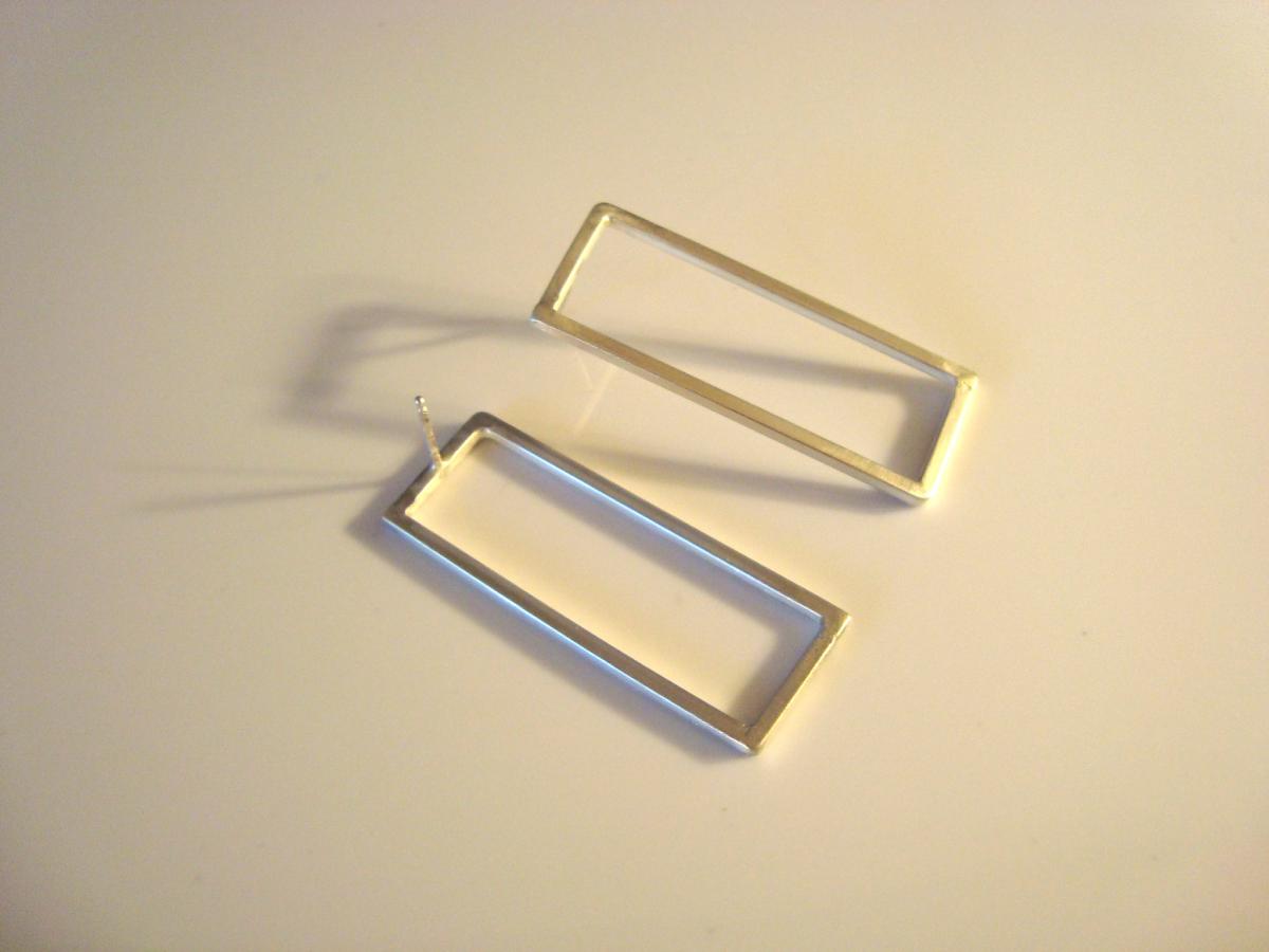 Sterling Silver Square Wire, Rectangular Earrings picture