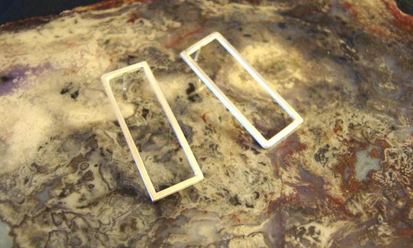 Sterling Silver Square Wire, Rectangular Earrings picture