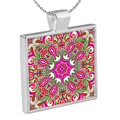 Pink Paisley Pendant with Chain