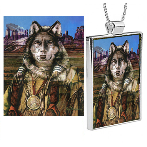 Navajo Shapeshifter-Wolf Pendant with Chain