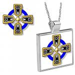 Blue Celtic Cross Pendant with Chain