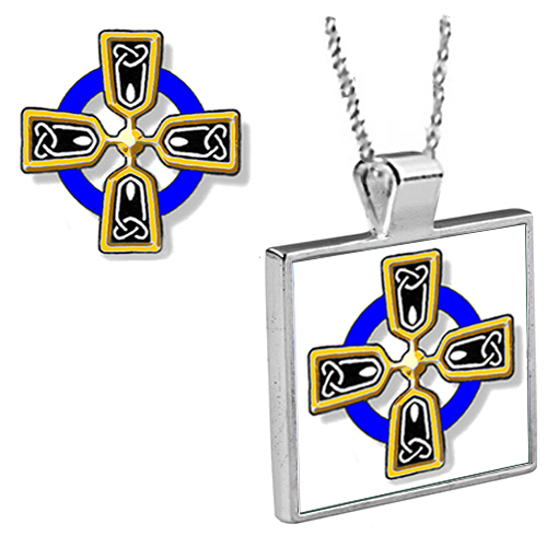 Blue Celtic Cross Pendant with Chain picture