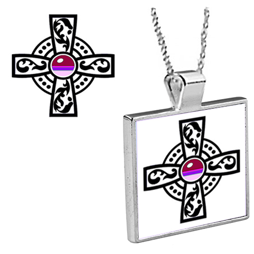 Pink Jewel Cross Pendant with Chain picture