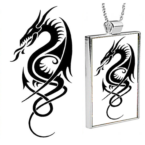 Graphic Dragon Pendant with Chain picture