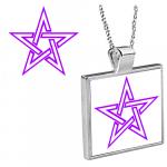 Pink Pentagram Pendant with Chain