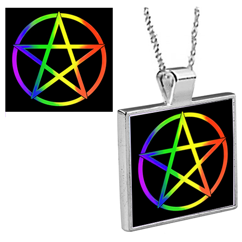 Rainbow Pentagram Pendant with Chain