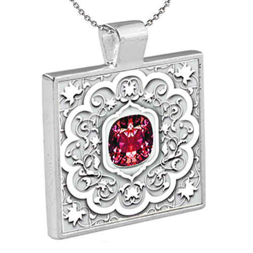 Pink Gem and Lace Pendant with Chain picture