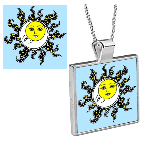 Sun and Moon Pendant with Chain