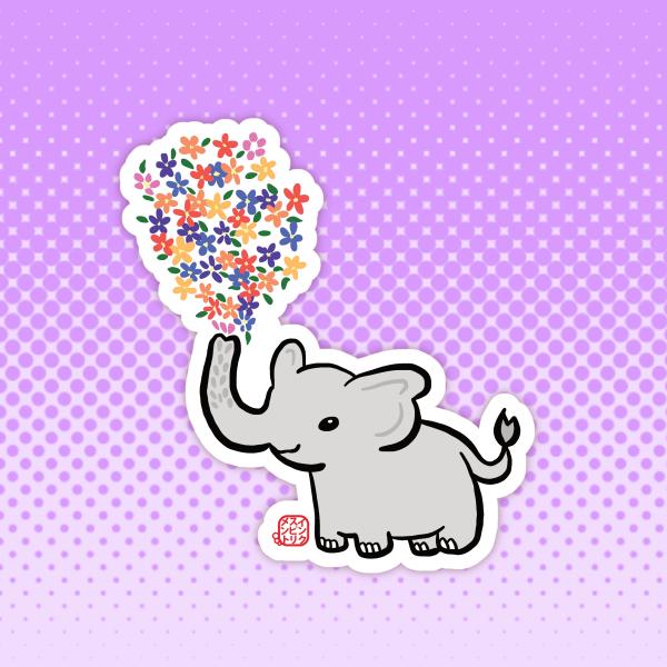 Elephant Blowing Flowers picture