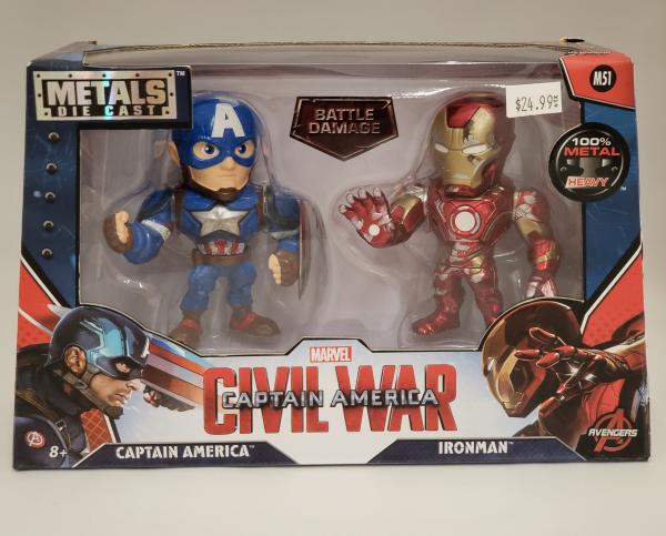 Captain America and Ironman Civil War Twin Pack Metals Die Cast 4"