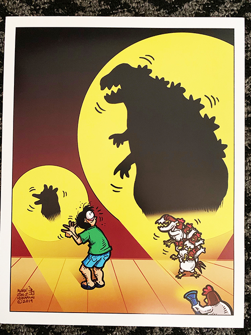 Prints: Godzilla Chicken Shadow print picture