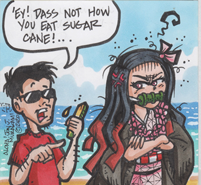 Nezuko from Demon Slayer in Hawaii