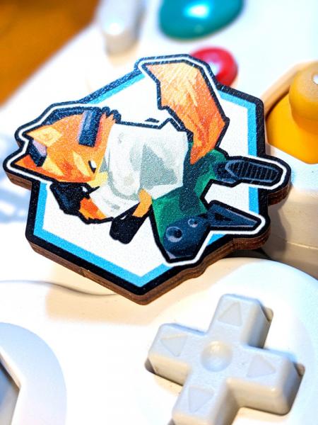 Fox Shine Wooden Pin - Super Smash Bros picture