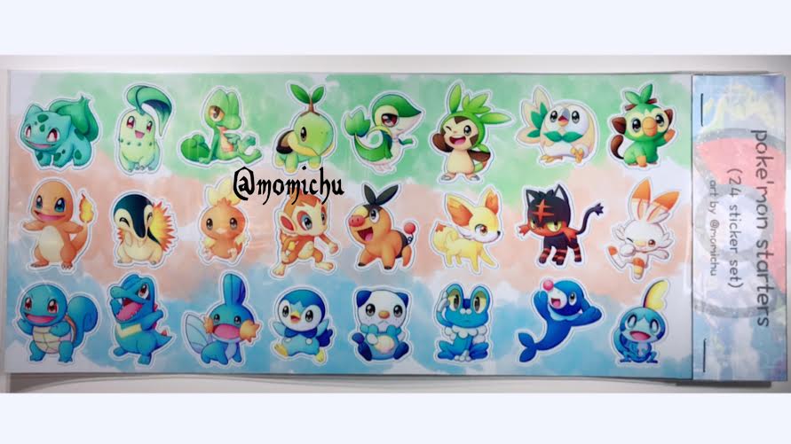 pokemon starters 24 sticker set